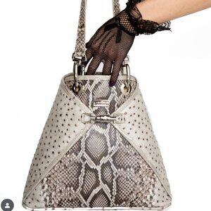 BSWANKY Sophie Python Convertible Backpack/Purse Gray w/silver accents_Like New